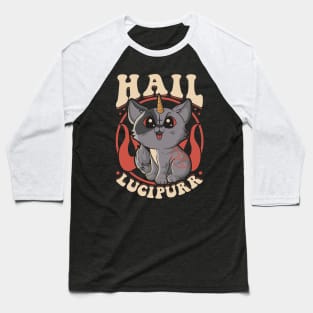 Cute & Funny Satanic Hail Lucipurr Rainbow Kitty Baseball T-Shirt